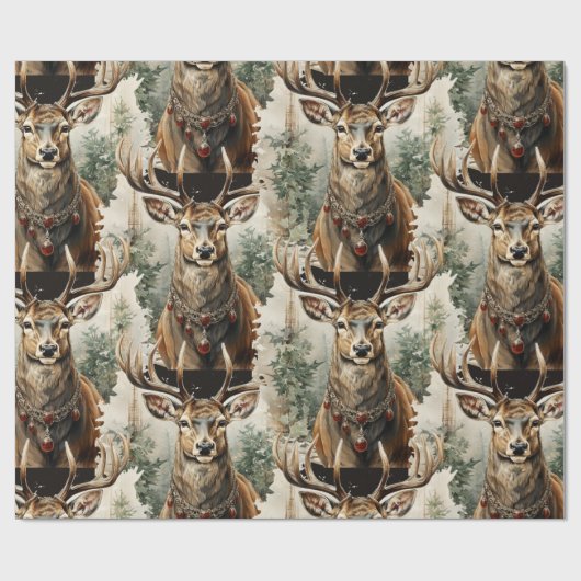 Kerstmis Schotse rendieren Cadeaupapier (Vlak)