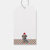 Kerstmis Schotse ruit Draadhaar Dwergdachshund Hon Cadeaulabel (Achterkant)