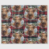Kerstmis Schotse Tartan groene rode Highlander Cadeaupapier (Vlak)