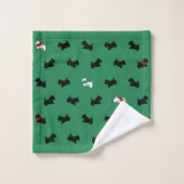 Kerstmis Schotse Terrier Badhanddoek Set  Bad Handdoek (Wasdoekje)