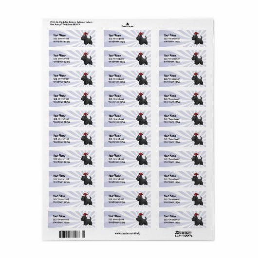 Kerstmis Schotse terrier Etiket (Full Sheet)