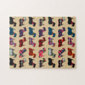Kerstmis Schotse Terriër Honden Plaid Legpuzzel (Horizontaal)