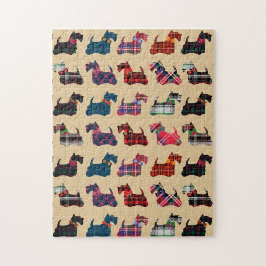 Kerstmis Schotse Terriër Honden Plaid Legpuzzel (Verticaal)