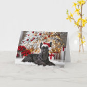 Kerstmis Schotse Terrier Kaart (Gele Bloem)