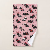 Kerstmis Schotse terrier Pink Bad Handdoek (Handdoek)