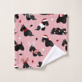 Kerstmis Schotse terrier Pink Bad Handdoek (Wasdoekje)