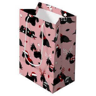 Kerstmis Schotse terrier Pink Medium Cadeauzakje