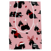 Kerstmis Schotse terrier Pink Medium Cadeauzakje (Voorkant)
