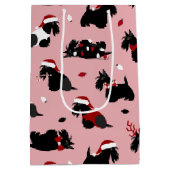 Kerstmis Schotse terrier Pink Medium Cadeauzakje (Achterkant)