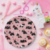 Kerstmis Schotse terrier Pink Papieren Bordje (Feest)