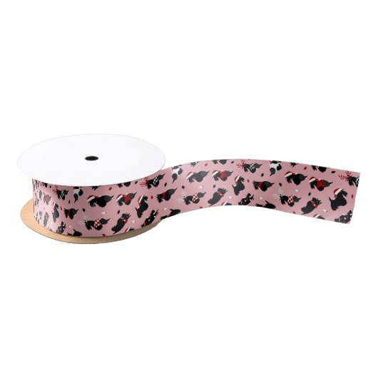 Kerstmis Schotse terrier Pink Satijnen Lint (Spoel)