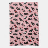 Kerstmis Schotse terrier Pink Theedoek (Verticaal)
