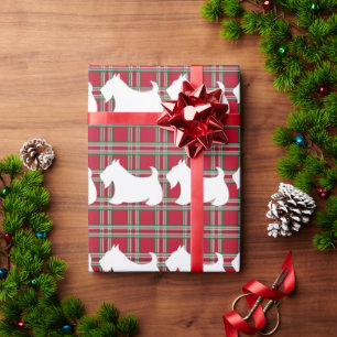 Kerstmis Schotse Terrier Plaid Inpakpapier