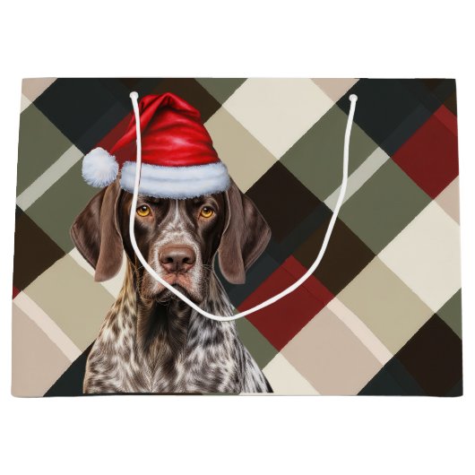 Kerstmis Schotsgeruite Kortharige Pointer Hondenli Groot Cadeauzakje (Voorkant)