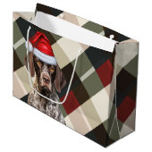 Kerstmis Schotsgeruite Kortharige Pointer Hondenli Groot Cadeauzakje (Voorkant Gekanteld)