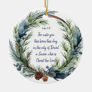 Kerstmis Schrift Lucas 2:11 Kardinaal Vogel Keramisch Ornament