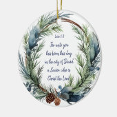 Kerstmis Schrift Lucas 2:11 Kardinaal Vogel Keramisch Ornament (Links)