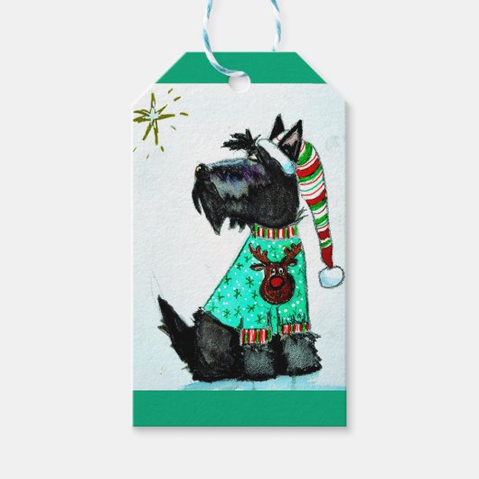 Kerstmis Scottie Cadeaulabel (Voorkant)
