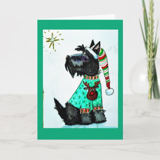 Kerstmis Scottie Feestdagen Kaart (Voorkant)