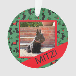 Kerstmis Scottie Hond Vakantiefoto Ornament