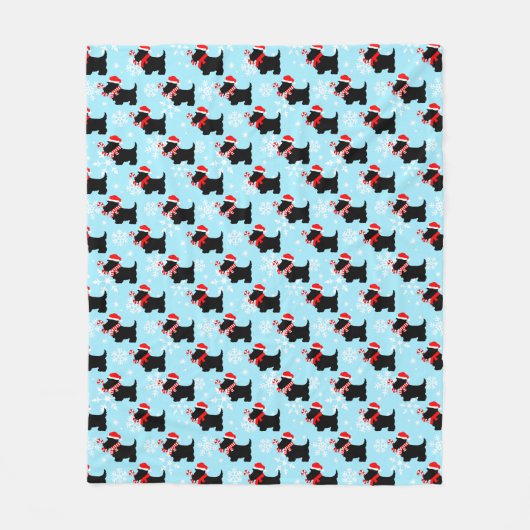 Kerstmis Scottie Honden Patroon Fleece Deken (Voorkant)
