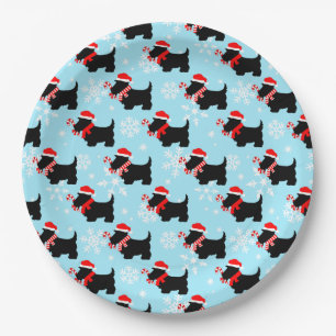 Kerstmis Scottie Honden Patroon Papieren Bordje