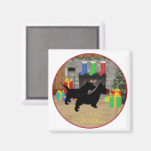 Kerstmis Scotties bij de open haard Magneet (Voorkant / Achterkant)