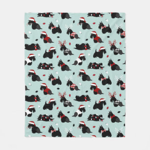 Kerstmis, Scottish Terrier Blue Fleece Deken