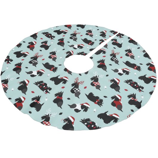 Kerstmis, Scottish Terrier Blue Kerstboom Rok (Gekanteld)