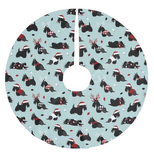 Kerstmis, Scottish Terrier Blue Kerstboom Rok (Voorkant)