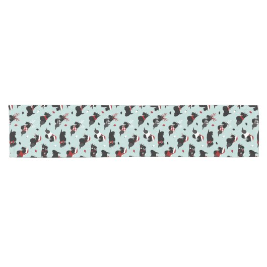 Kerstmis, Scottish Terrier Blue Korte Tafelloper (Horizontaal)