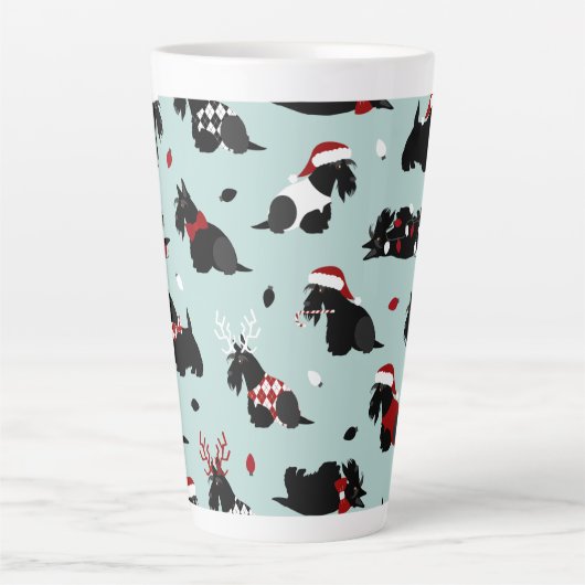 Kerstmis, Scottish Terrier Blue Latte Mok (Voorkant)