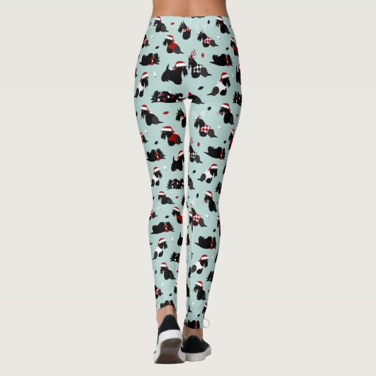 Kerstmis, Scottish Terrier Blue Leggings (Achterkant)