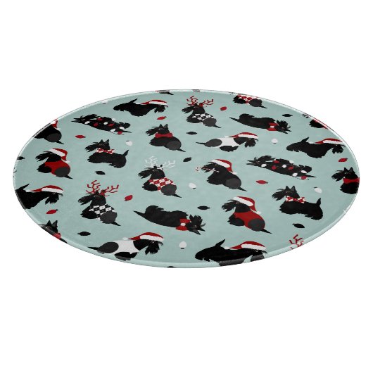 Kerstmis, Scottish Terrier Blue Snijplank (Hoek)