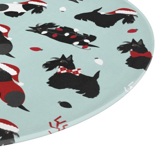 Kerstmis, Scottish Terrier Blue Snijplank (Hoek)