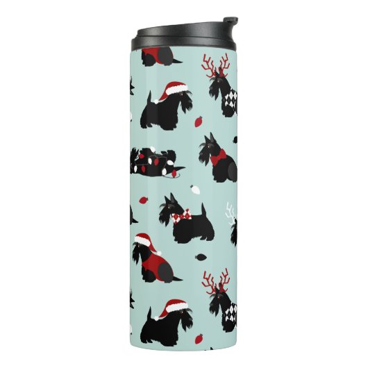 Kerstmis, Scottish Terrier Blue Thermosbeker (Gedraaid links)
