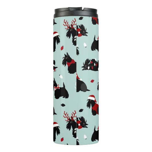 Kerstmis, Scottish Terrier Blue Thermosbeker (Achterkant)