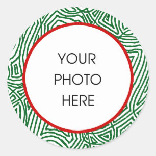 Kerstmis Scribbleprints Rand - Groen/Rood Ronde Sticker