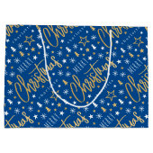 Kerstmis Script Aangepaste Naam Blauw Nepgoud Groot Cadeauzakje (Achterkant)