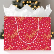 Kerstmis Script Aangepaste Naam Rood Nep Goud