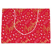 Kerstmis Script Aangepaste Naam Rood Nep Goud Groot Cadeauzakje (Voorkant)