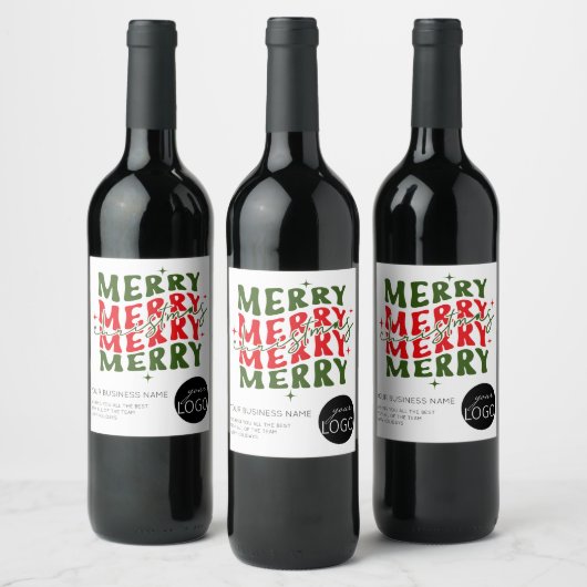Kerstmis Script Bedrijfslogo Cadeau Wijn Etiket (Flessen)