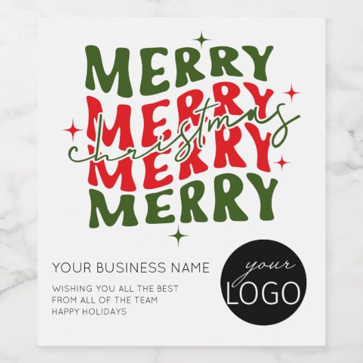 Kerstmis Script Bedrijfslogo Cadeau Wijn Etiket (Enkel label)