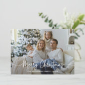 Kerstmis Script Elegante Foto Feestdagenkaart (Staand voorkant)