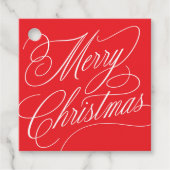Kerstmis script elegante rode cadeautag bedankjes labels (Voorkant)
