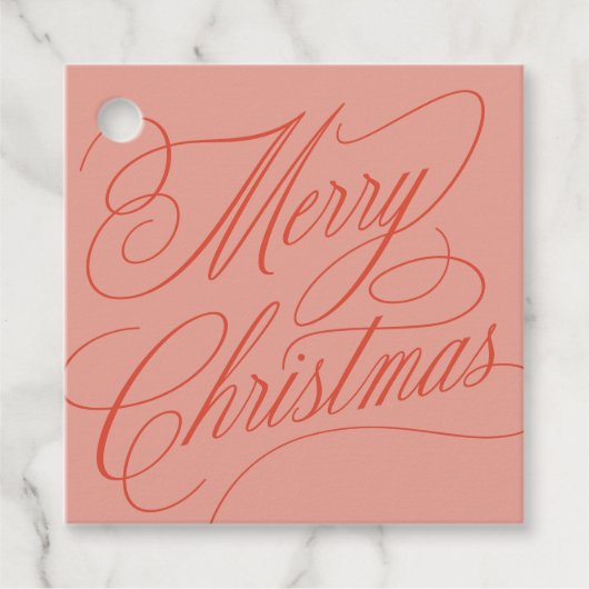 Kerstmis script elegante rode roze cadeaubijlage bedankjes labels (Voorkant)