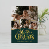 Kerstmis Script Foto Collage Folie Feestdagenkaart (Staand Voorkant)