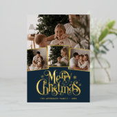 Kerstmis Script Foto Collage Folie Feestdagenkaart (Staand Voorkant)