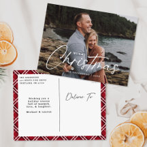 Kerstmis Script Foto Vakantie Ansichtkaart