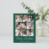 Kerstmis Script Groen 6 Foto Collage Feestdagenkaart (Staand voorkant)